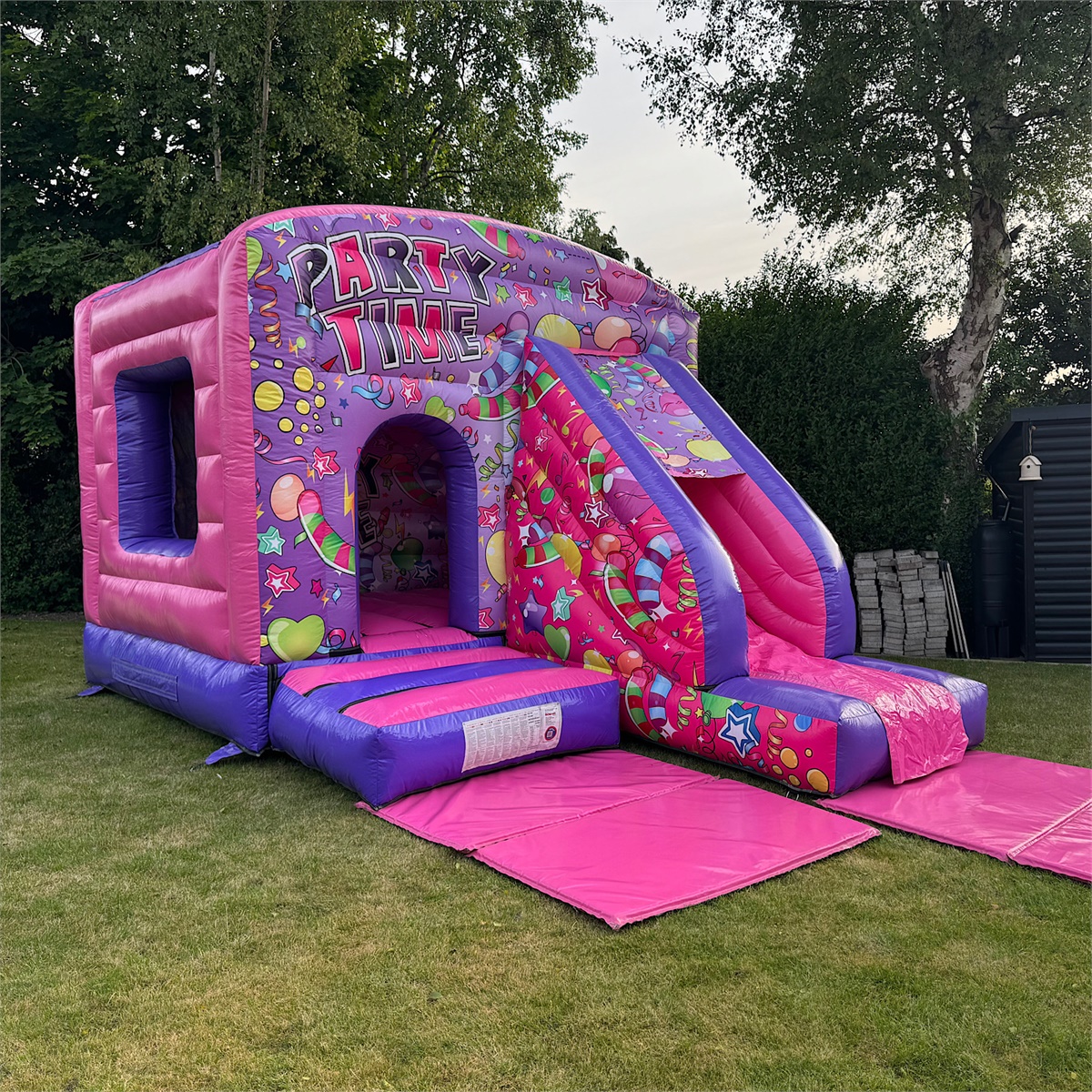 Bounce n’ Slide Party Time Pink Ball Pool Package - Bouncy Castle Hire ...