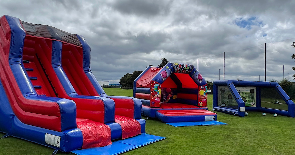 Inflatable Slide + Penalty Shootout + Bouncy Castle Hire Package